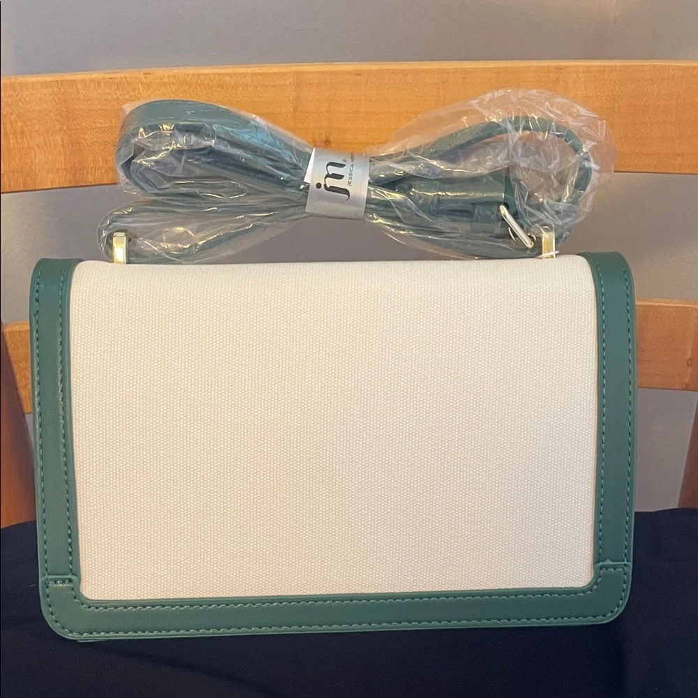 NWOT Jessica Moore Cream & Green Crossbody Bag - Picture 4 of 9